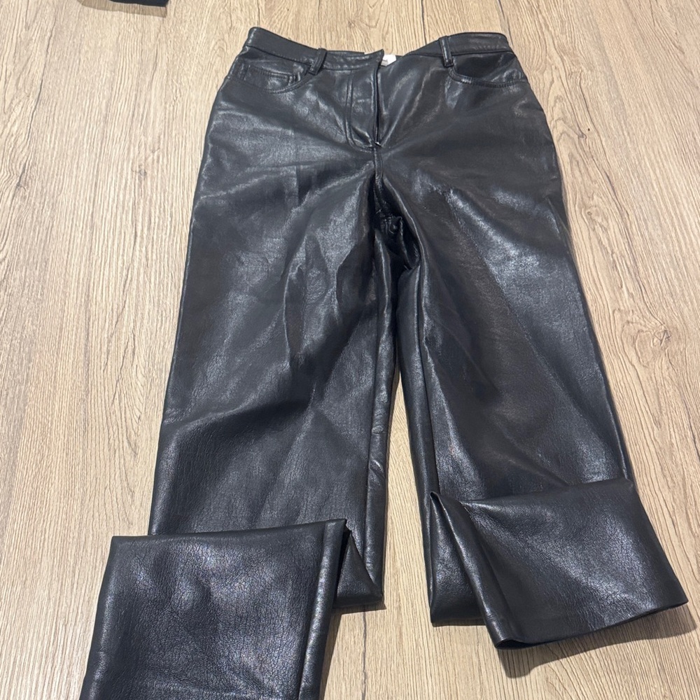 Wilfred Charcoal Faux Leather Trousers